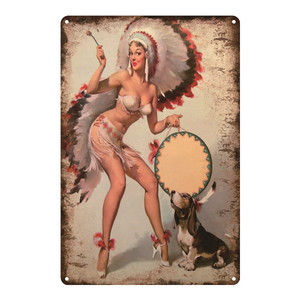 Pinup Poster Sexy Cô Gái Phụ Nữ Retro Mảng Bám Kim Loại Tin Đăng Pin Up Quán Cà Phê Trang Trí Tường Tấm Bar Salon Nhà Hàng Trang Trí Nội Thất - Product Image 4