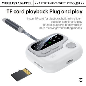 JS4 3.5mm AUX Aviões Adaptador sem fio para avião, viagem, ginásio, tablets, TV com função TF