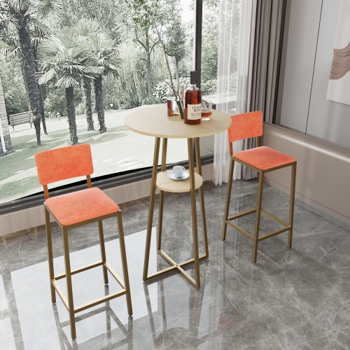 Gold + Grayish Brown + Orange + Fabric+Metal