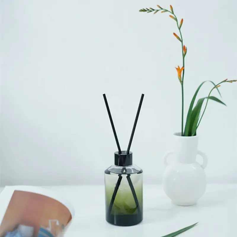 Difusor de perfume decorativo, cilindro de garrafa de vidro com gradiente de cor, fabricante tall decorativo vazio sem etiqueta 200ml