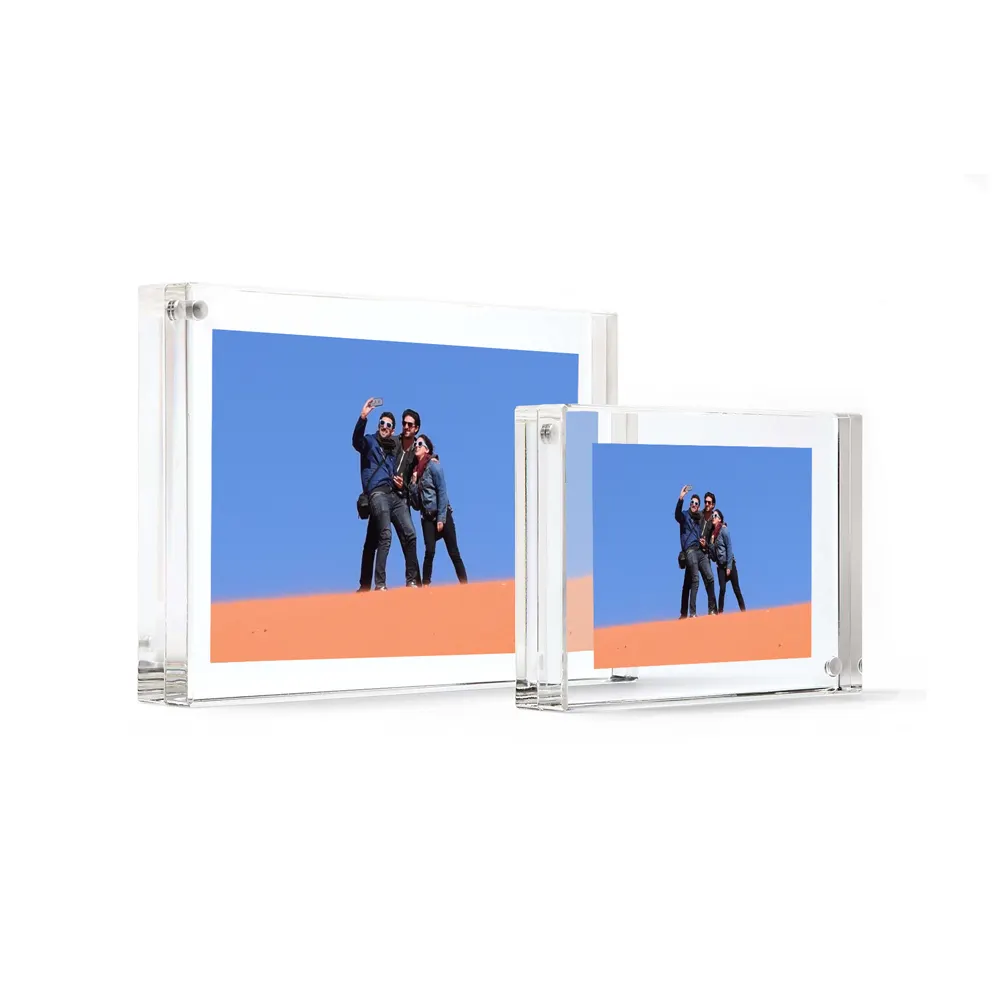 Prezzo all'ingrosso dei blocchi della cornice della foto acrilica trasparente della placca dell'esposizione della foto 5x7