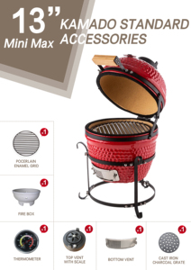 Auplex Nhà Máy Nhà Sản Xuất Bán Hàng Trực Tiếp 13 Inch Nhà Bếp BBQ Hút Thuốc Nướng Ngoài Trời Gốm Kamado Than Nướng BBQ - Product Image 4