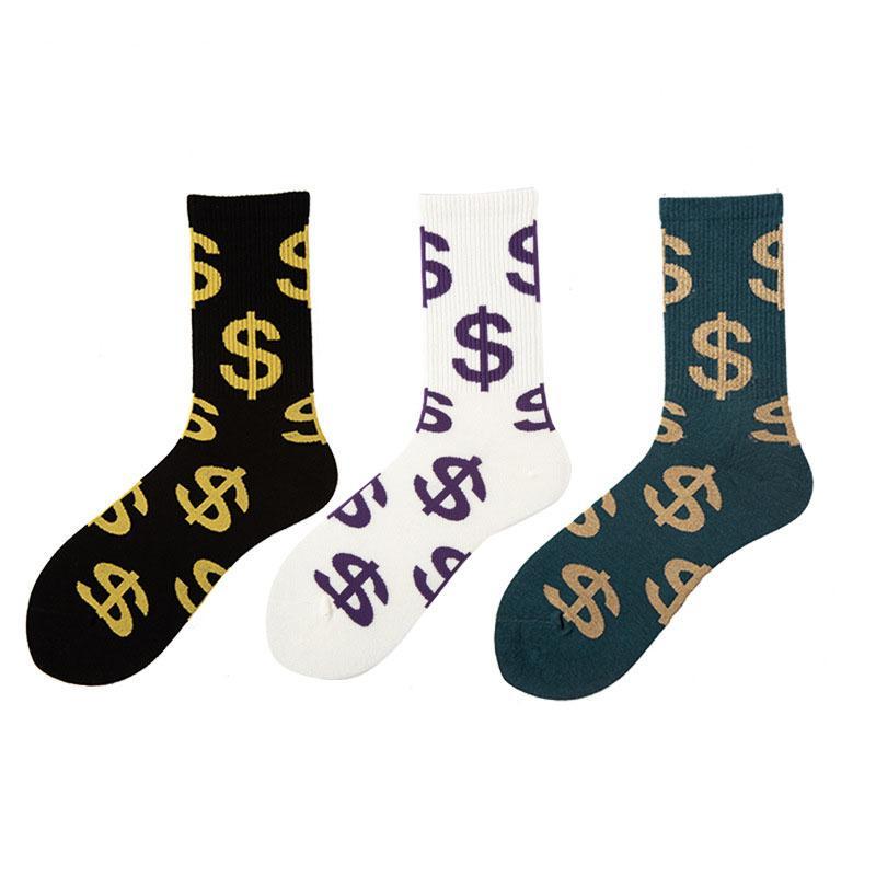 Wholesale Custom Designer Crew Cotton Winter Socks Dollar Pattern Socks Unisex