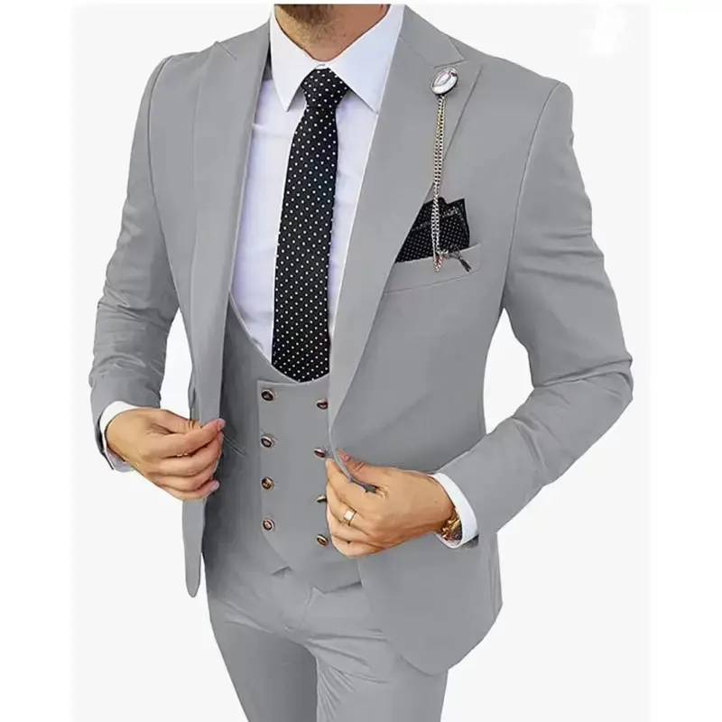 2023 mới phù hợp với nam giới phù hợp với ba mảnh Hàn Quốc phiên bản Slim-fit kinh doanh người đàn ông tốt nhất ăn mặc chú rể cưới người đàn ông mặc