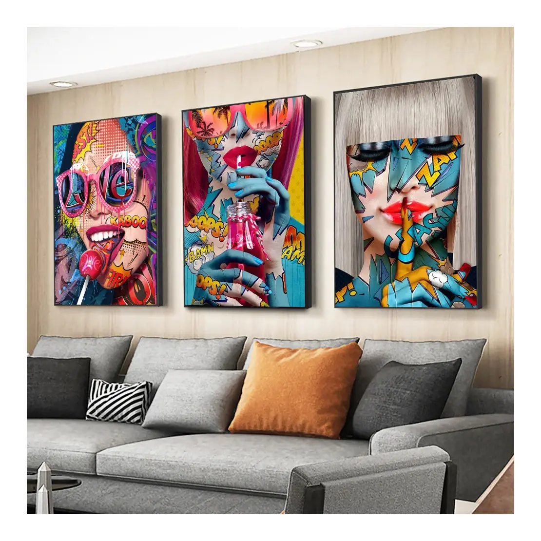 Graffiti abstracto Cool Girl Wall Art Poster arte Pop moderno decoración del hogar Mural imagen mujer lienzo pintura