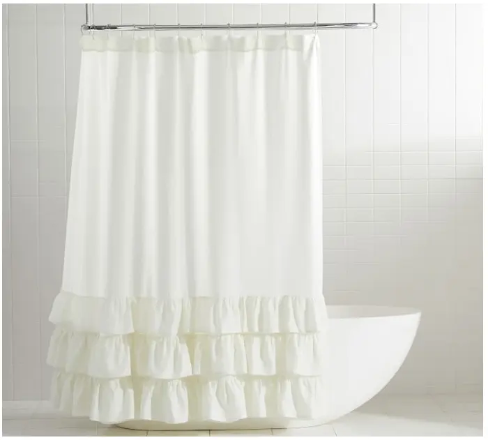 Tenda da doccia per bagno in tinta unita con struttura floreale di lusso tenda da doccia con volant in stile rustico