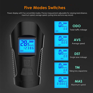 4 Mode Light Lamp with Bike <strong>Computer</strong> 6 Mode Horn Flashlight Cycle Bike Speedometer Led Front Lights Cycling Headlight - Product Image 3