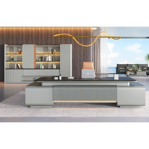 MDF de pintura moderna de gama alta 3200 con LED y escritorio CEO de sistema de alimentación para escritorio de computadora de oficina Boss - Product Image 1