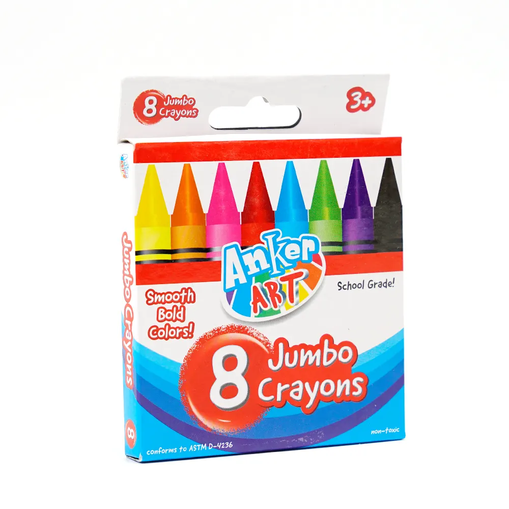 Papier Doos Kinderen Basisschoolleerlingen Groothandel Art Set Dikke Krijt Pen Krijt Kleuren Set 8 Jumbo Kleurpotloden
