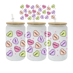 3000 + özel yeni Uv Dtf fincan sarar sevgililer leopar Kissy dudak Uv Dtf Sticker fincan sarar transferler için 16oz cam Can