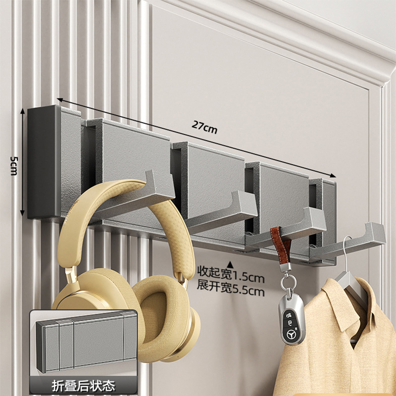 Aluminum Folding Concealed Hook Set - Gunmetal Gray 4 Hooks