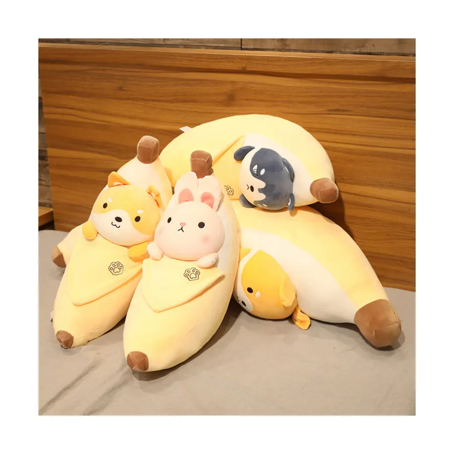 Sıcak satış peluş oyuncak bebek sevimli Kawaii muz Peluches oyuncak hayvan penguen domuz yakacak köpek oyuncak çocuklar için oyuncak bebek uyku yastığı