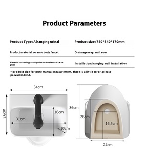Bán buôn phòng tắm tầng thường vụ gốm nam nơi để tiểu cho phòng tắm WC tường treo nơi để tiểu cho nam giới với rửa tay lưu vực bồn rửa chén - Product Image 3