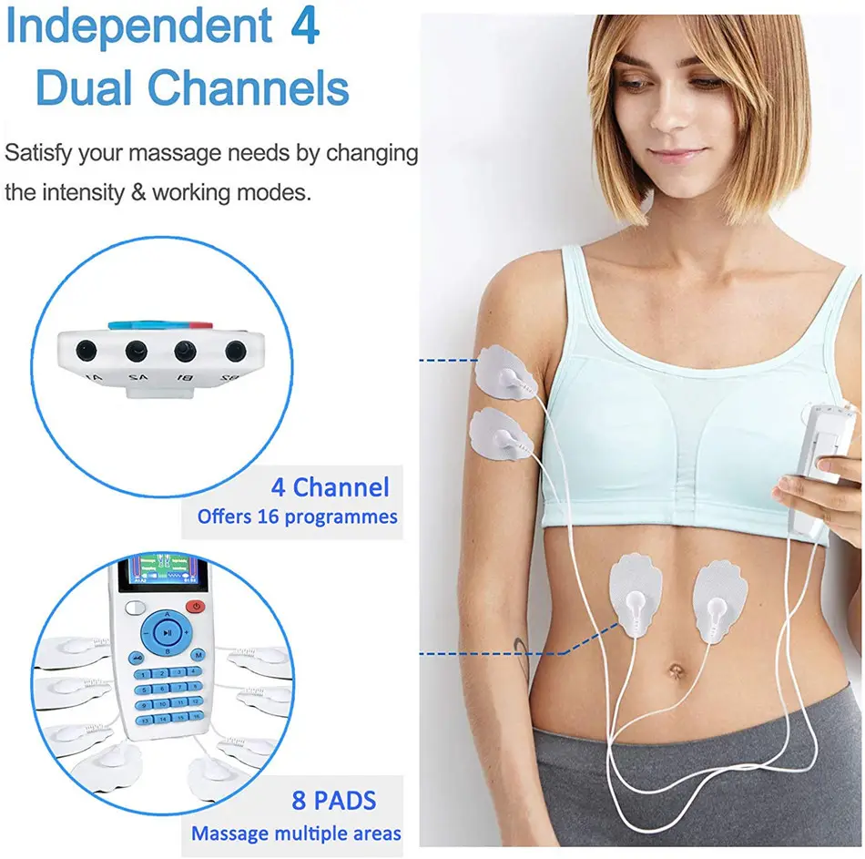 Appareil de massage électronique à impulsion à 16 modes, stimulateur musculaire Ems, soulagement de la douleur corporelle, Machine de thérapie numérique avec coussinet