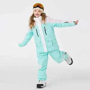 儿童滑雪服<span class=keywords><strong>2025</strong></span>新款户外保暖防风滑雪运动服女孩雪原加厚夹克裤宽松男童冬装