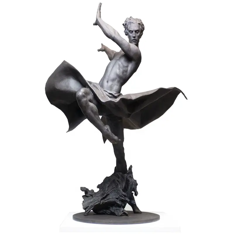 ヨーロピアンスタイル等身大屋外ブロンズバレエダンサー彫刻金属裸男像販売