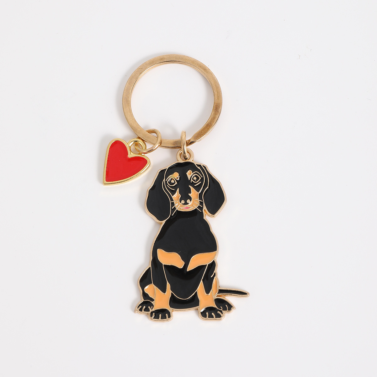 Bearded sausage single circle red pointed heart