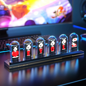 จําเป็นต้องติดตั้งนาฬิกาหลอดดิจิตอล IPSTUBE Nixie พร้อมนาฬิกาตั้งโต๊ะเรืองแสง LED RGB สําหรับการตกแต่งเดสก์ท็อปสําหรับเล่นเกมพร้อมกล่องของขวัญ