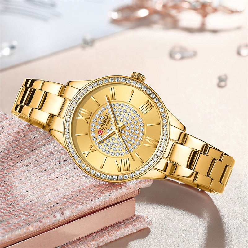 CURREN Top Brand Fashion Ladies Watches Stainless Steel Band Quartz Female Wristwatch Ladies Gifts Clock Relogio Feminino