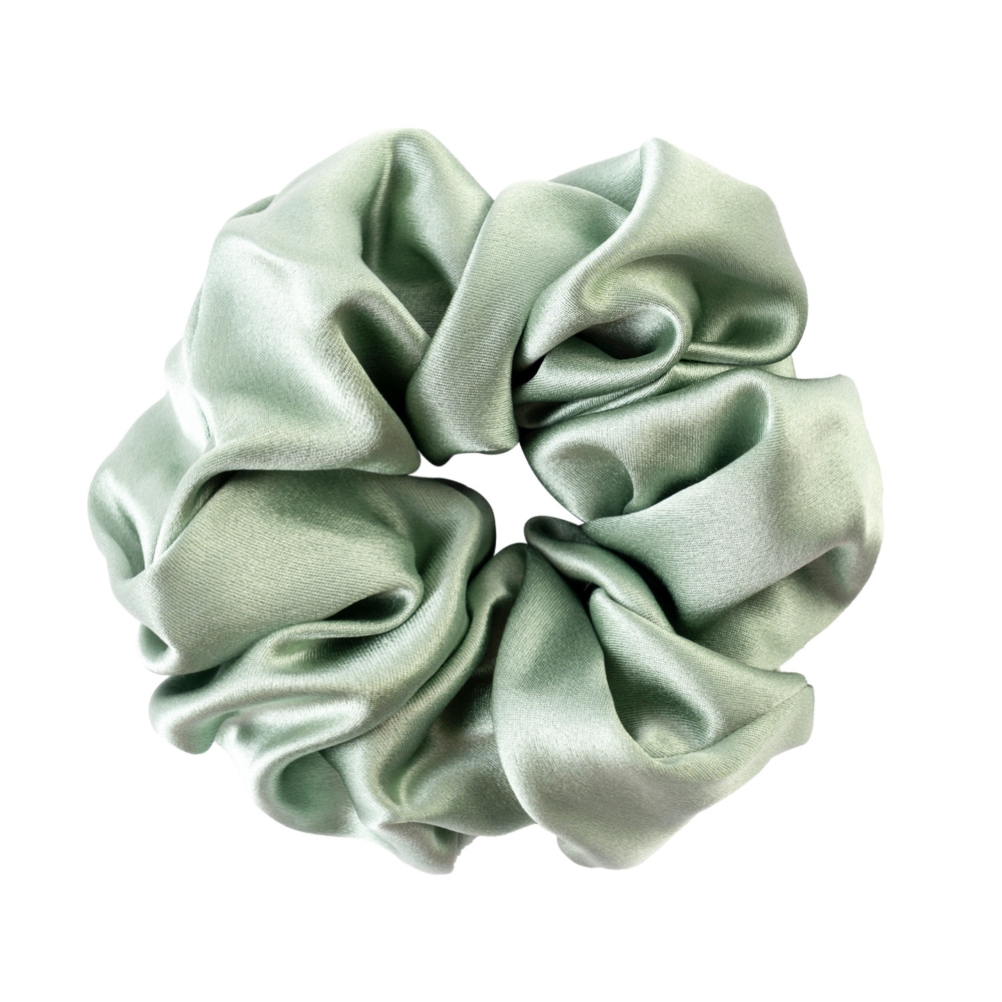 Élastique à cheveux en soie vert pâte de haricot - 4cm