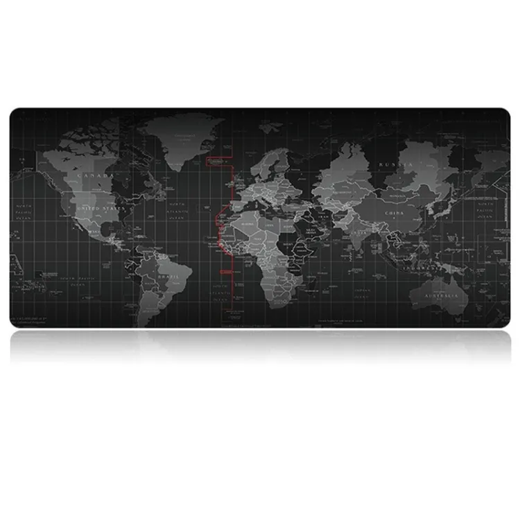 Genişletilmiş büyük kaymaz dünya haritası desen yumuşak kauçuk pürüzsüz bez yüzey oyunu Mouse Pad klavye matı