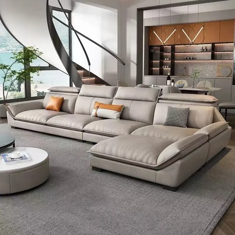 Set di divani per mobili da soggiorno in tessuto tecnico di Design minimalista italiano moderno di lusso di alta qualità