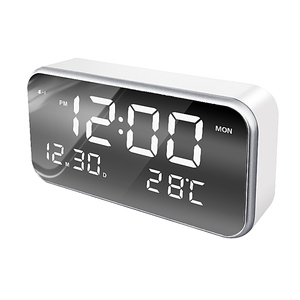 Große LED-Anzeige 3 Helligkeits einstell tabelle Digitaler Spiegel wecker mit Kalendertemperatur-Wanduhr