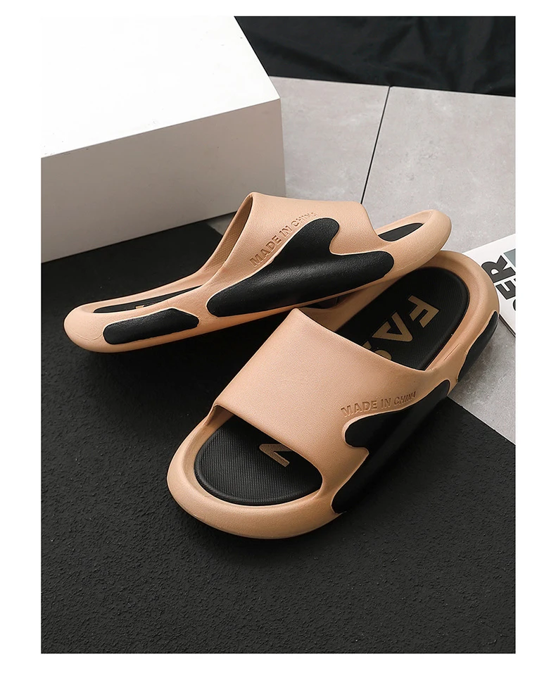 Men's Thick Sole Bathroom Slippers Non-slip Home Shoes Large Size Slides Slippers