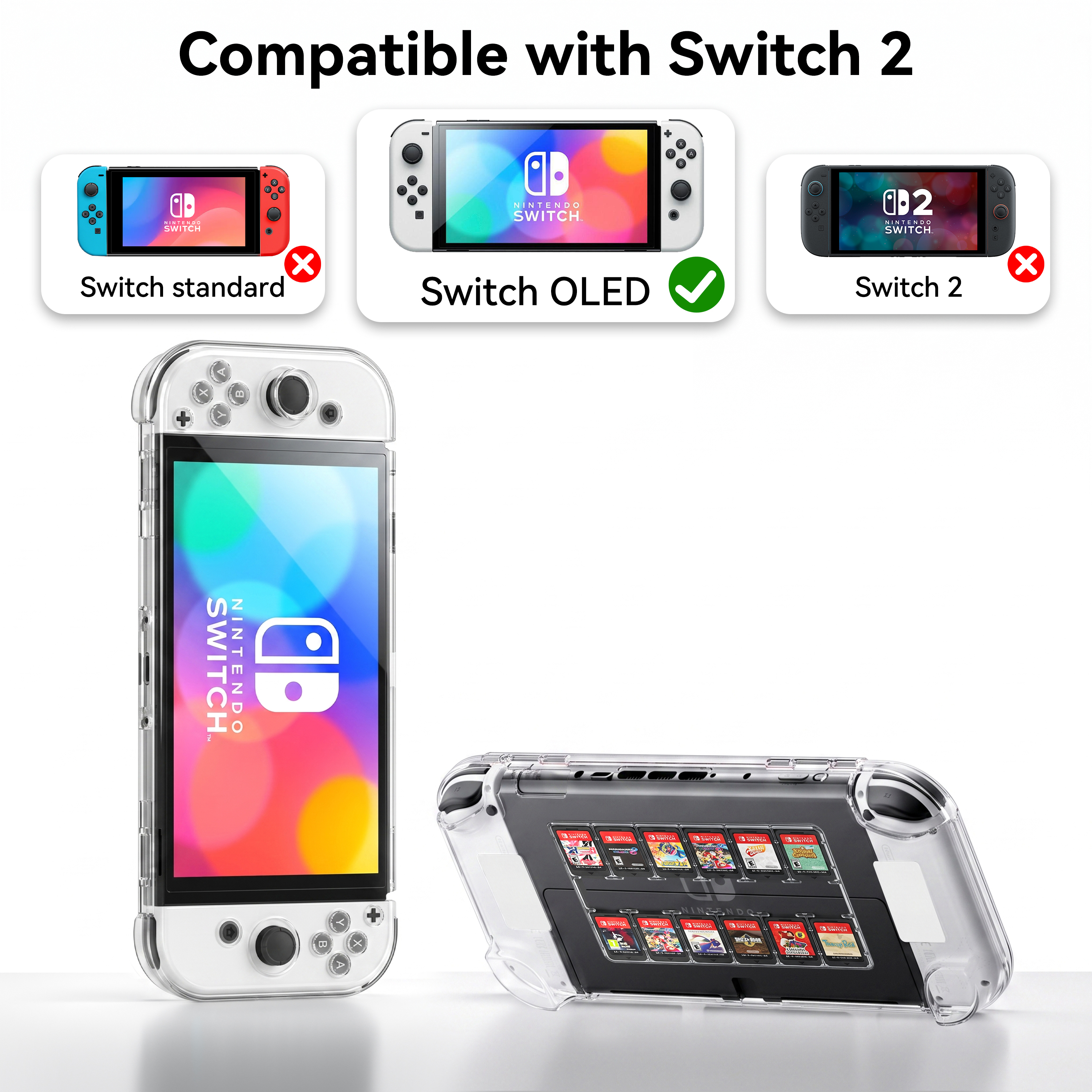 Switch OLED Protective Case With 12 Game Card Slot