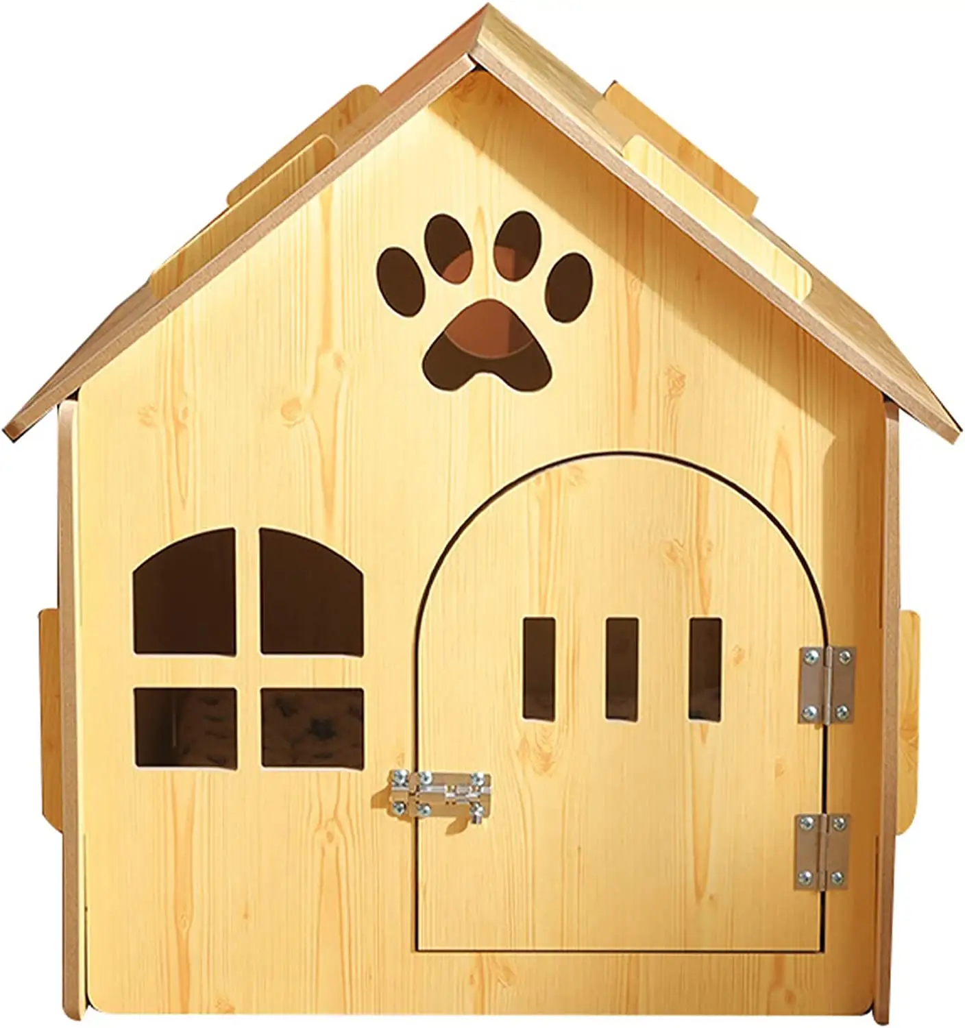 猫の家屋内猫小さな犬の穴のベッドドアや窓のある小さなペットに適した木製のケージ