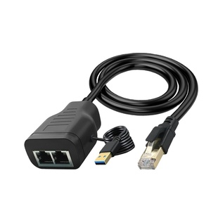 อะแดปเตอร์เครือข่ายเชื่อมต่อกับสายไฟ USB RJ45 M,ตัวแยกอีเทอร์เน็ต1ถึง2พอร์ต USB เป็นพอร์ตคู่ตัวเมีย1.2 - Product Image 1