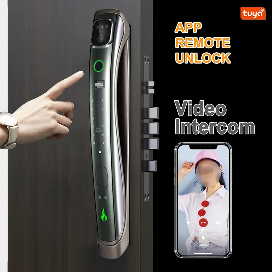 Wifi in tempo reale remoto Online citofono visivo serratura elettronica HD Video Voice Smart Door Lock con fotocamera e Audio bidirezionale