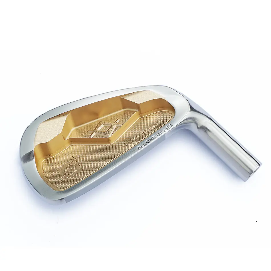 Großhandel Schmieden Designs Gold Golf Eisen köpfe zweifarbige Beschichtung CNC Carving Golfschläger Eisen kopf