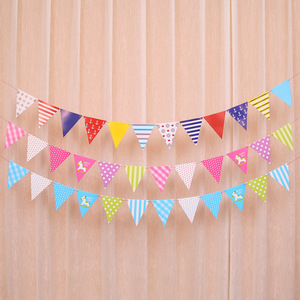 Guirnalda de banderines triangulares de arpillera, banderín colorido en blanco, decoración para fiestas, banderines Multicolor - Product Image 2