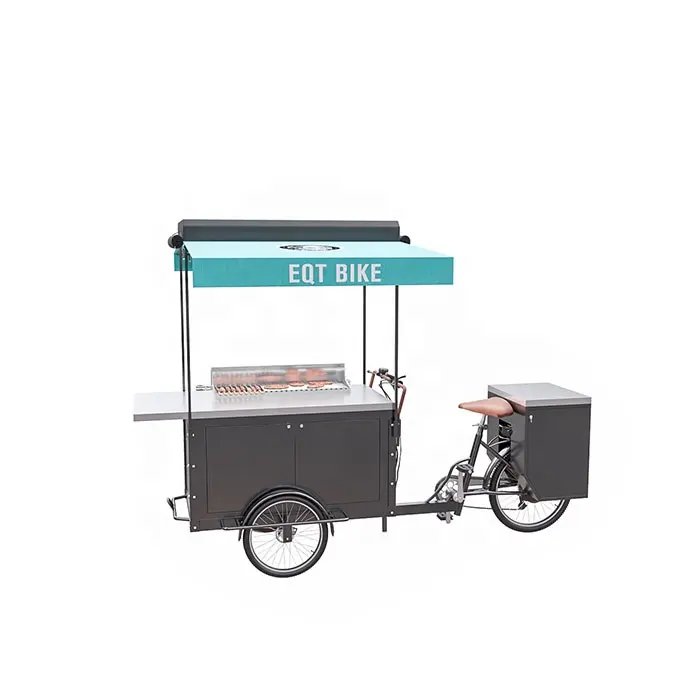 Triciclo mobile di manzo della cialda della bici della griglia del bbq del mini camion dell'alimento di tre ruote