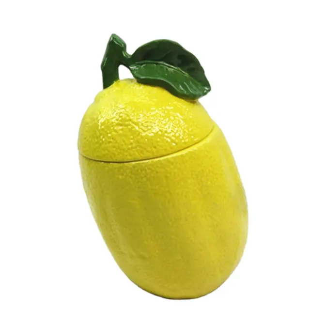 Contenitori di limone di vendita calda barattolo di limone in ceramica all'ingrosso barattolo di biscotti dipinto a mano accetta la personalizzazione