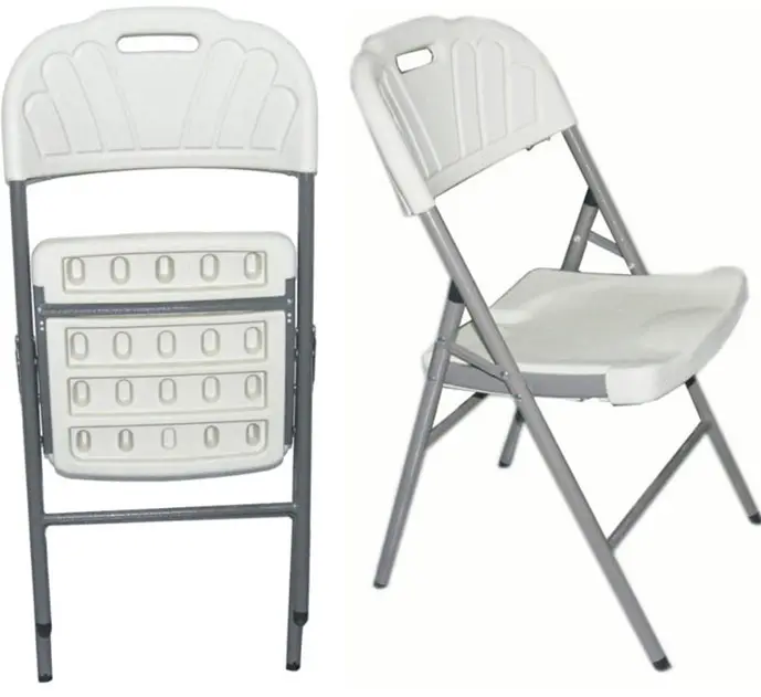 Cadeiras dobráveis de plástico com pernas de metal, cadeiras de acampamento empilháveis do jardim, cadeiras de jantar ao ar livre, loja fácil no carro