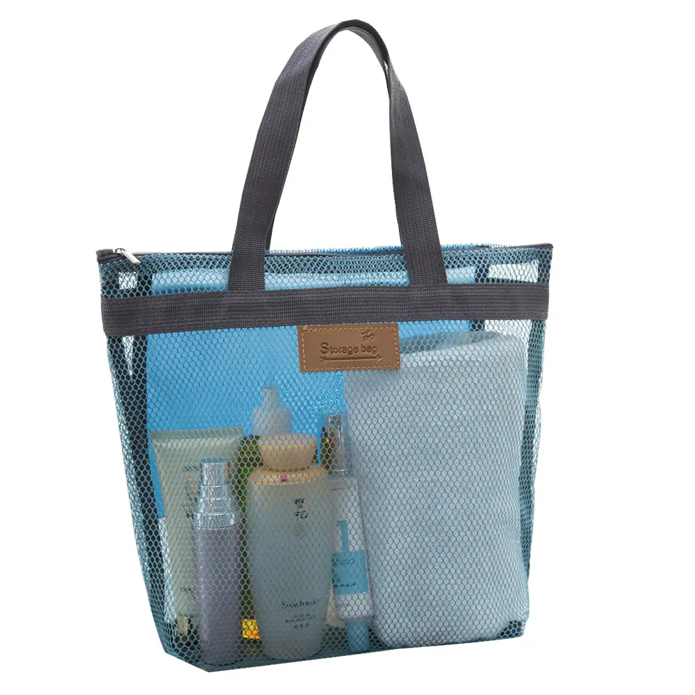 Wholesale Mesh Tote Toiletry Wash Bag Custom Logo Makeup Storage Bag Travel Organizer Gift Bag for Skin Care Products