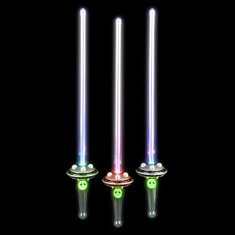 Großhandel Kinder Kunststoff Leuchtstäbe LED Leuchten Spielzeug Kinder Leuchtendes Spielzeug Blinkendes UFO Licht Säbel Schwert Für Party