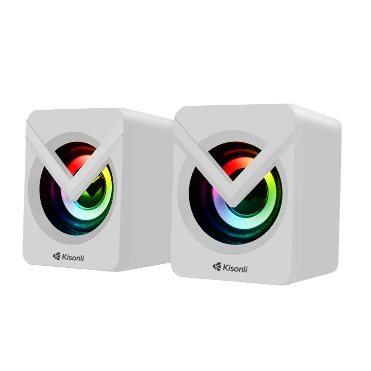 Kisonli-altavoz USB L-1040, minialtavoz estéreo led para ordenador, color blanco y rosa, económico, venta al por mayor