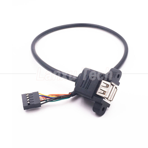 Dual USB Typ A 2 Ports Panel Mount USB an Dupont 9-poliges Header-Anschluss kabel - Product Image 1