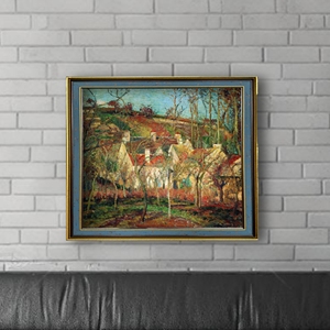 Ngôi làng mái đỏ của Camille Pissarro trong mùa đông ấn tượng sinh sản in phong cảnh in kỹ thuật số khung thân thiện với môi trường - Product Image 1