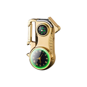 Multi <strong>Functional</strong> Outdoor <strong>Lighter</strong> Windproof Red Flame Refillable <strong>Lighter</strong> <strong>With</strong> Compass, <strong>Clock</strong>, Key Chain - Product Image 1