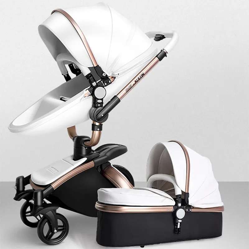 Cochecito de bebé 3 en 1 de lujo con ruedas grandes y paisaje alto, nuevo diseño