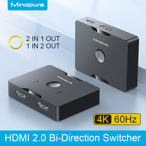 Mindpure 3 puertos HDMI Switch 3 puertos Dual bidireccional 1 en 2 2 Entrada 1 salida HDMI Switcher Splitter 4K HDCP2.2 Convertidores de video