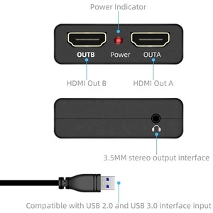 Factory Wholesale USB 3.0 <strong>Input</strong> to 2 HDMI <strong>Output</strong> Video Converter Adapter Cable with Audio Support 1080P 60Hz for <strong>Computer</strong>