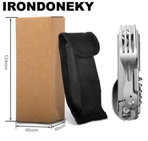Irondonkey edc קמפינג גאדג 'ט 6 ב 1 כלי מתכת סכו ם סט כלי אוכל כלי מטבח טקטי כלי שולחן קמפינג