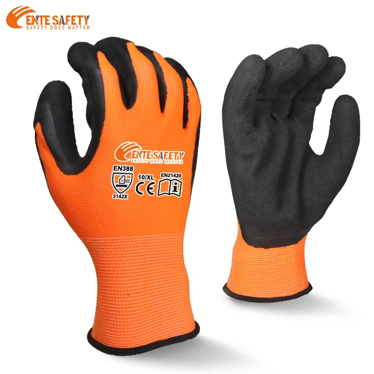 ENTE SAFETY Échantillon gratuit Protection économique Nouveau design Gants de travail en mousse de latex polyester noir 13G industriel