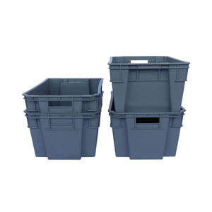 工業用ユーロ標準折りたたみプラスチック製ターンオーバーボックス貿易スタッキングとネスティングクレート物流保管容器 - Product Image 1