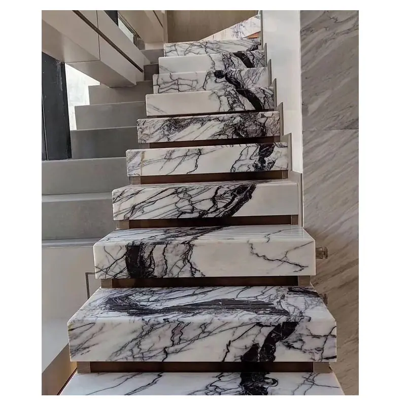 Atacado Modearn Design Luxo Natural Mármore Pedra Stair Milas Lilás Mármore para Stair